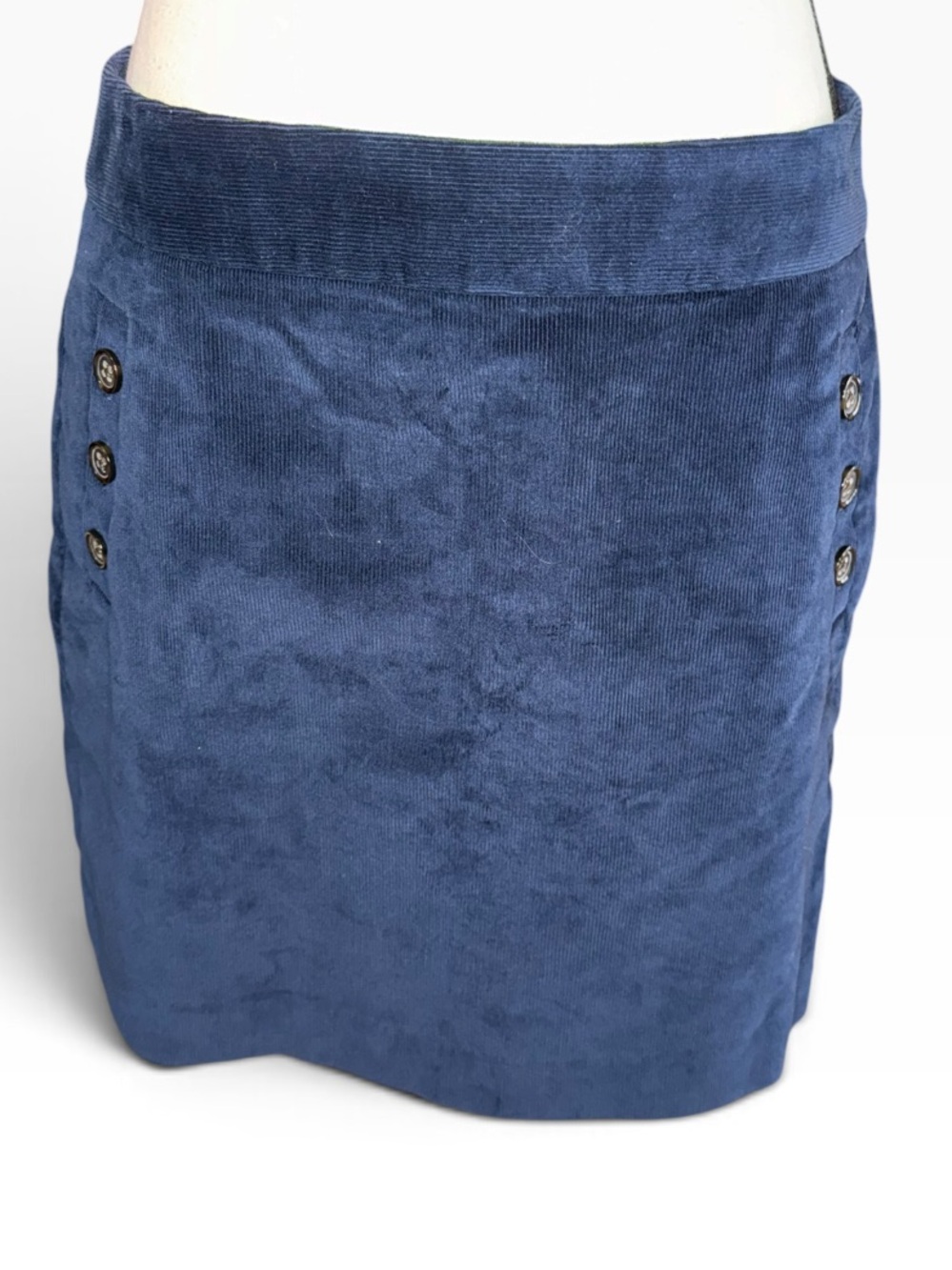 Banana Republic Womens 10 Blue Corduroy Skirt Button Detail Preppy Pencil Mini